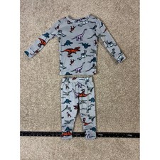 Cat Jack Toddler Boys Gray Dinosaur Fleece Pajama Set 18M Snug Fit PJ 2pc