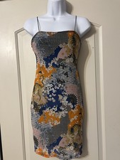 Forever 21 Bodycon Mini Dress Size Medium Tiger Print Blue+Orange NWT