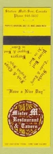 Matchbook Cover - Mister M Restaurant Tavern Sault Ste Marie ON