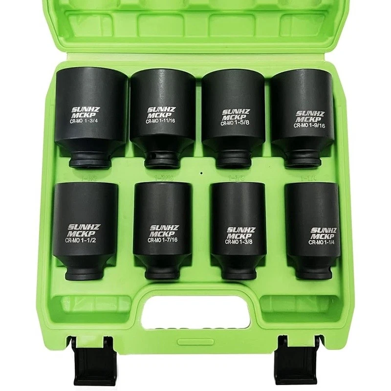 8 Piece Impact Socket Set 6 Point SAE Chrome Molybdenum Steel Tool Box New - Image 2 of 4