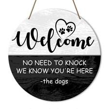 Funny Welcome Dog Decor Signs for Home Decor, Welcome Sign for Front Door, We...