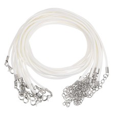 10pcs Waxed Necklace Cord Bulk, 16" and 2mm Dia Necklace String Rope, White