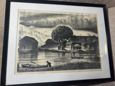 Philip Cheney (1897 - 1992) "Hudson River Backwater" Lithograph  -Signed/Framed