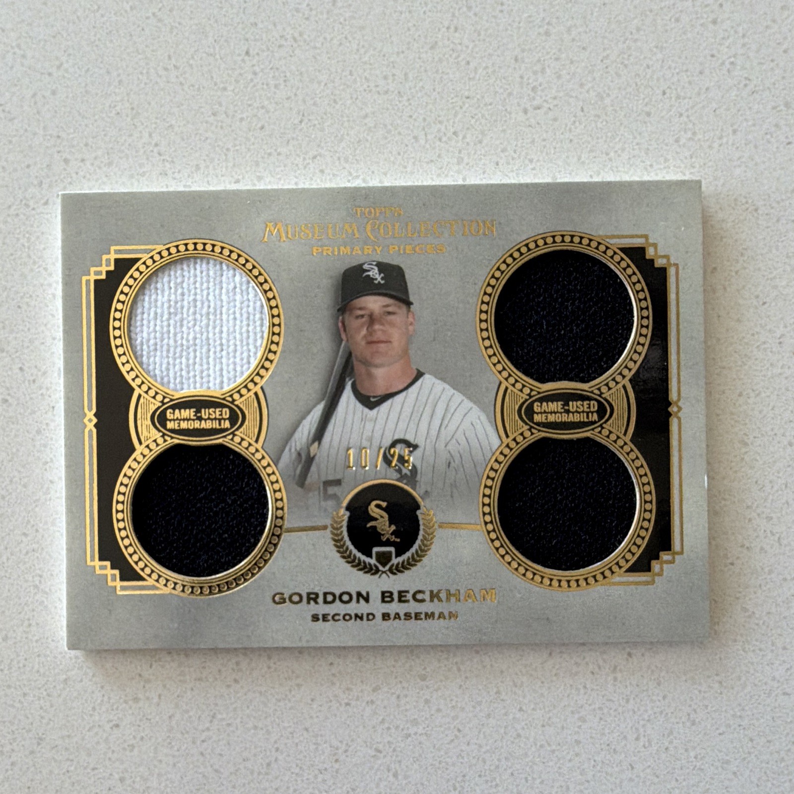 Topps 2013 Museum Collection Gordon Beckham Primary Pieces Quad Relic Gold /25