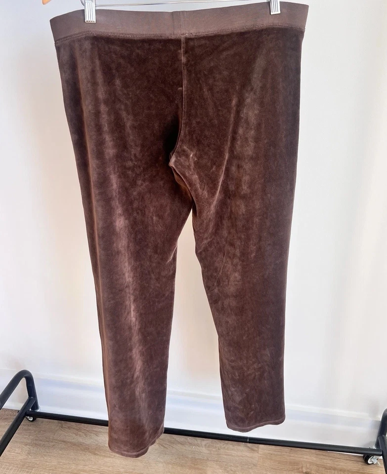 Vintage Juicy Couture Brown Sugar Velour Track Bottoms NWT XL Velvet Pants NEW - Image 4 of 4