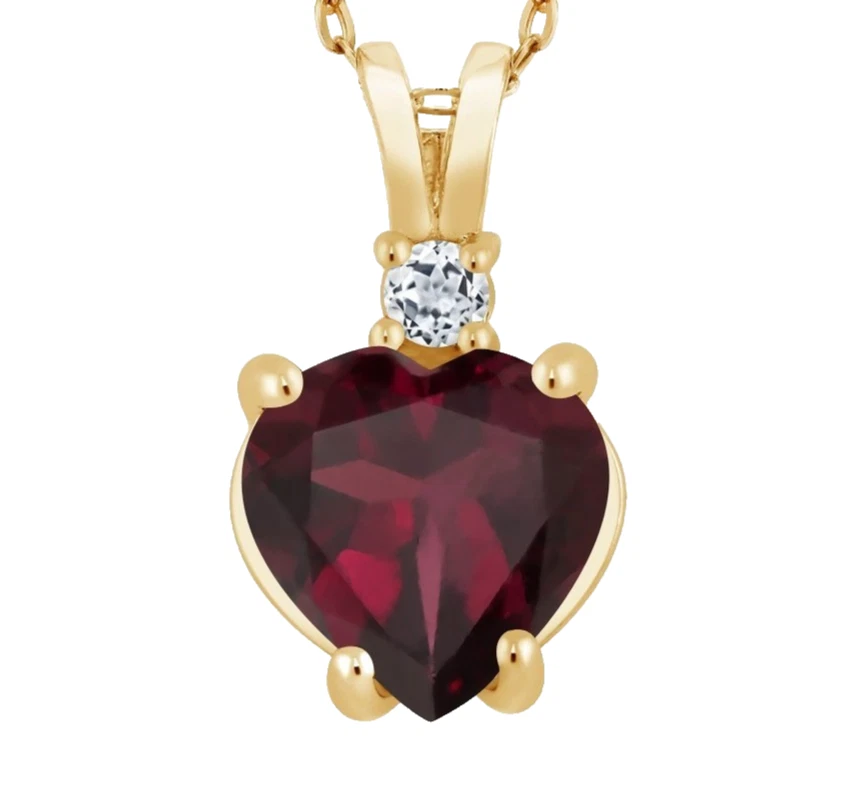 925 Gelbgold Versilbert Rot Rhodolit Granat und Weiß Topas Damen Anhänger - Bild 3 von 4