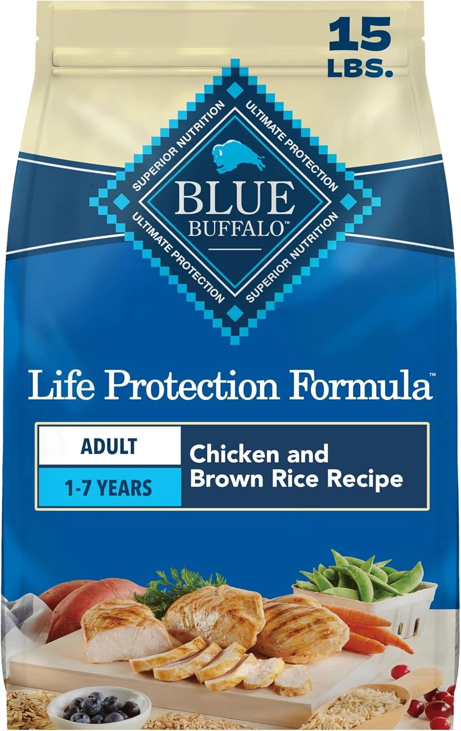 Blue Buffalo Life Protection Formula Chicken & Brown Rice Adult Dry Dog Food, Su