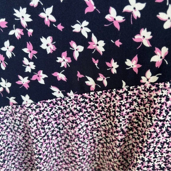 Falda Midi MICHAEL Michael Kors Nueva Con Etiquetas Azul Marino y Rosa Floral En Capas Volantes XL Foto 3 de 4