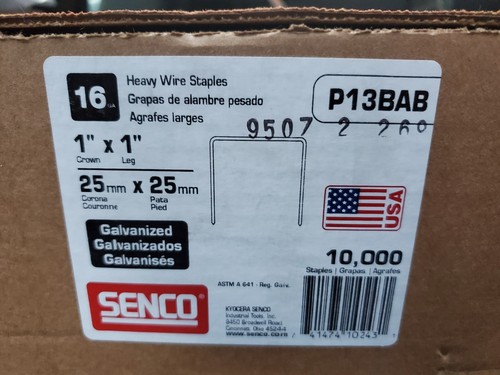 Senco 16 GA Carrelli metalli pesanti 1""X1"" zincati P13BAB 10.000 supporti - Foto 2 di 2