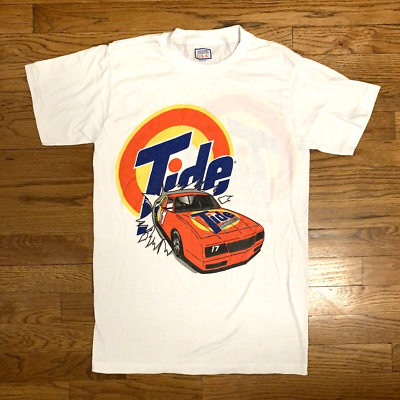 Vtg 80s Darrell Waltrip Nascar T-Shirt 2-Sided #17 Tide Dawn