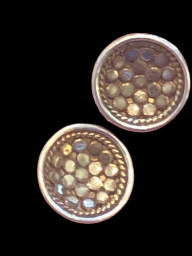 Sterling Silver Anna Beck Classic Dish Designer Stud Earrings Bali Boho