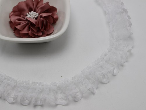 5.5 Yards White Ruffle Unilateral Lace Trim Ribbon 23mm Sewing Wedding Craft DIY - Picture 7 of 8