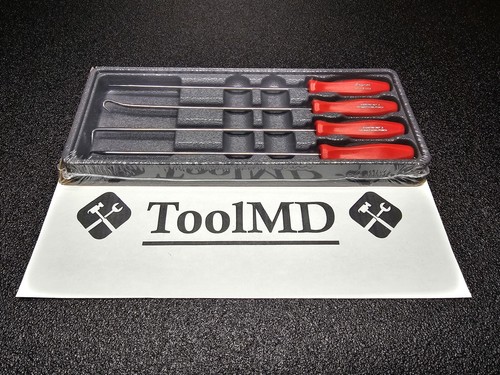 Snap-on Tools USA NEW 4pc RED Mini Hard Handle LONG Pick Awl Set ASAL204BR - Picture 2 of 11