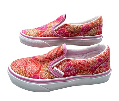 Vans Kids Girls Classic Slip On Floral Canvas Shoes Size Pink Rose Camo  New