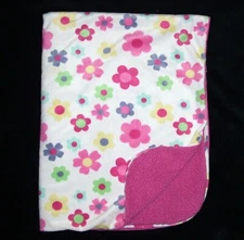 NUBY Flower Floral Baby Blanket Pink Sherpa Purple Yellow Green Aqua Security 