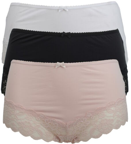 Ex-Store 3 Pack Microfibre High Rise Lace Trimmed Shorts - Afbeelding 1 van 31