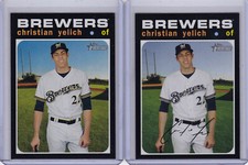 Christian Yelich 2020 Topps Heritage NO Signature Missing Autograph 174 + Base