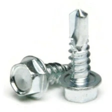 #12 Self Drilling Screws - Zinc Plated Steel Hex Washer Head - Select Size