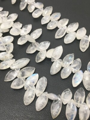 10 14 mm Blue Flash Rainbow Moonstone Faceted Marquise Top Drilled Beads 