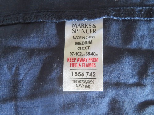 Marks & Spencer Navy Men's size M 100% cotton dressing gown/robe - Picture 8 of 12