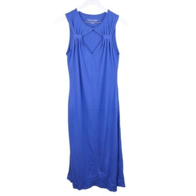 Soft Surroundings Samba Blue Cutout Neckline Sleeveless Maxi Dress Petite XS