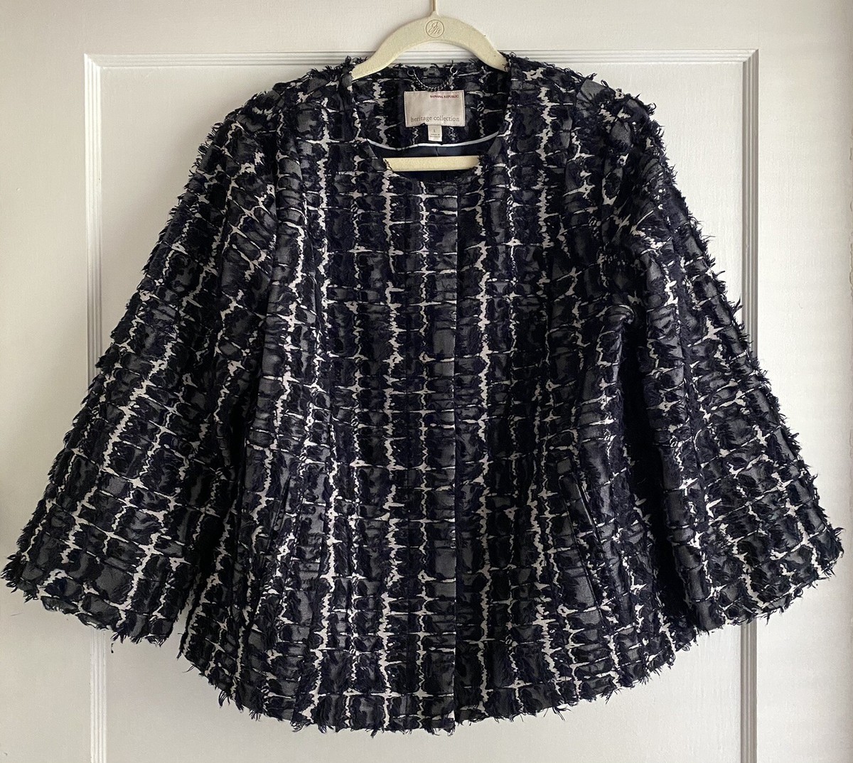 Banana Republic Heritage Collection コート NWOT Banana Republic Heritage Navy Blue Textured Fringe