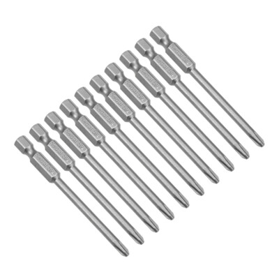 10 Stück 1/4-Po Sechskantstange 75mm lang Kreuzschlitz 4PH2 magnetisch S2 Bohrer Schraubendreher