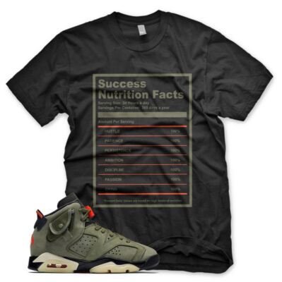 New Black ''SUCCESS FACTS'' T Shirt for J1 6 Travis Scott Cactus Jack Olive