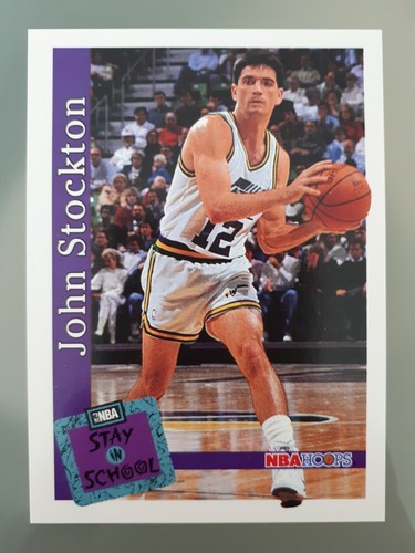 1992-93 NBA Hoops John Stockton #486 Stay In School Basketball Lesen! - Bild 1 von 2