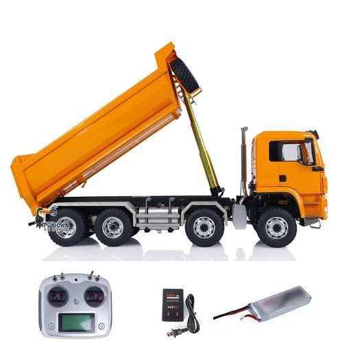 LESU 8x8 Idraulico RC Dumper Truck 1/14 RTR Metallo Radiocomando Rimorchio ribaltabile Modello Auto - Foto 3 di 24