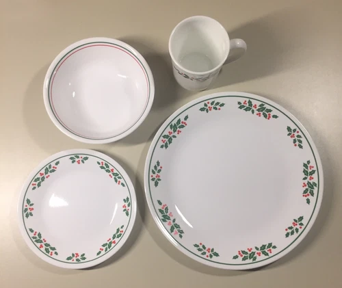 Corelle Winter Holly 4 Piece Place Setting Discontinued