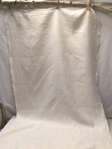 Antique French Rustic Woven Linen Farmhouse Tablecloth 1900 Mono MG 43” x 75” - Picture 4 of 10