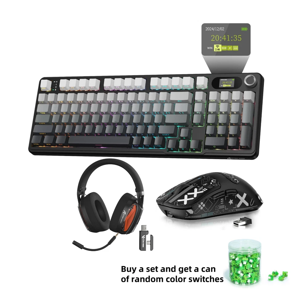 Attack Shark Triple-Mode Hot-swappable Gaming Keyboard, Mouse, and Headset Set - Image 2 of 4