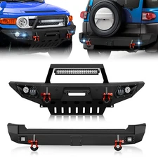 Front /Rear Bumper For 2007-2014 Toyota FJ Cruiser 1st Gen W/ D-rings&LED Lights