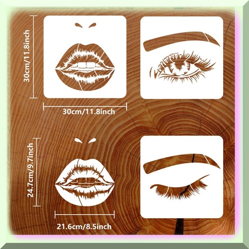 LipArt Trio: Wiederverwendbare Gesichtszüge Schablonen - Zeichnen Sie perfekte Lippen auf Holz, Fabr - Bild 3 von 7