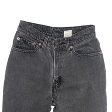 Vtg Levis 512 Slim Fit Tapered Leg Jeans Juniors 5 M Black Wash Made in USA