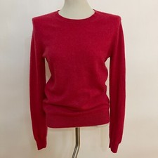 Tahari Sweater Medium 100 2 Ply Cashmere Raspberry Red Long Sleeve