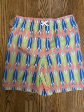 J Khaki Boy  s Blue/Green/White Surfboard Polyester Swim Trunk Shorts Size Medium