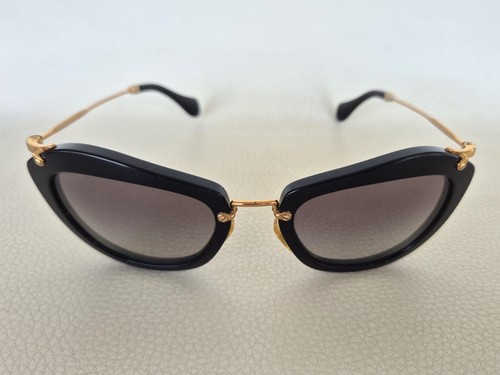 MIU MIU Women's Sunglasses Butterfly Black Frame Gray Lens SMU 10N 1AB-3M1 55x24 - Picture 3 of 7