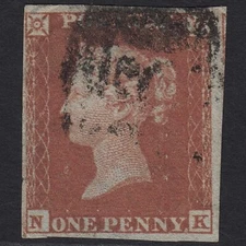 Z5_11 GB QV 1841 1d RED-BROWN PLATE 150 SG8-B1(1) NK FU 4 MARGINS