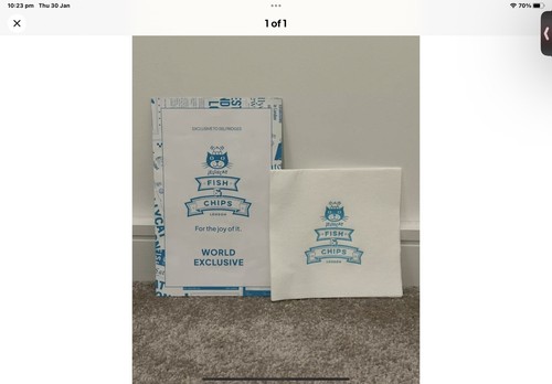 Jellycat Selfridges London Fish & Chips Exclusive Napkin & Menu Set