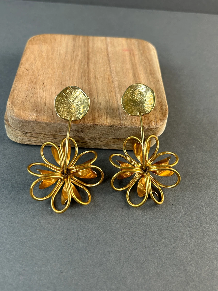 Anthropologie gold hotsell flower earrings