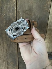 Justin Leather Tan Belt NWT Concho Buckle Black Onyx Accent C20199 Size 26