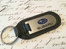SUBARU Key Ring Etched and infilled On Leather STI 3