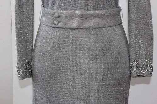 Vintage LILLI DIAMOND langes Strickkleid silber verziert L#160a - Bild 2 von 7