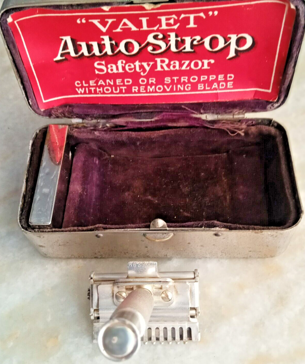 VALET AUTO STROP RAZOR CLEANED OR STROPPED WITHOUT REMOVING BLADE