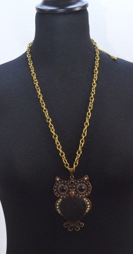 collier sautoir fantaisie hibou,mode, accessoires,perles,strass - Picture 1 of 3