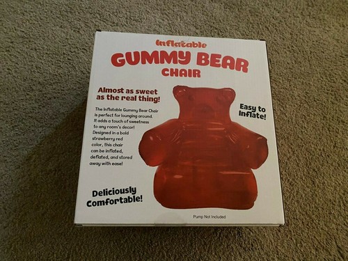 RED GUMMY BEAR INFLATABLE CHAIR NEW 38 INCHES X 33 INCHES BY 26 INCHES - Picture 3 of 3