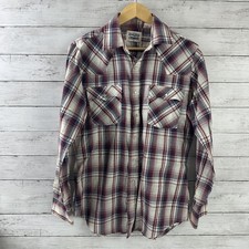 Vintage Levis Shirt Mens Medium Plaid Western Button Workwear Pearl Snap