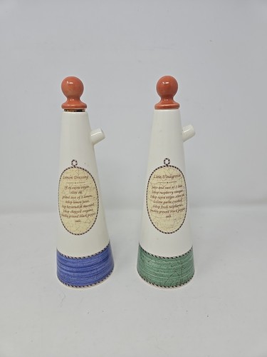 Vintage 1997 Wedgwood Sarah's Garden Set of Oil & Vinegar Cruets 9" - Picture 3 of 5